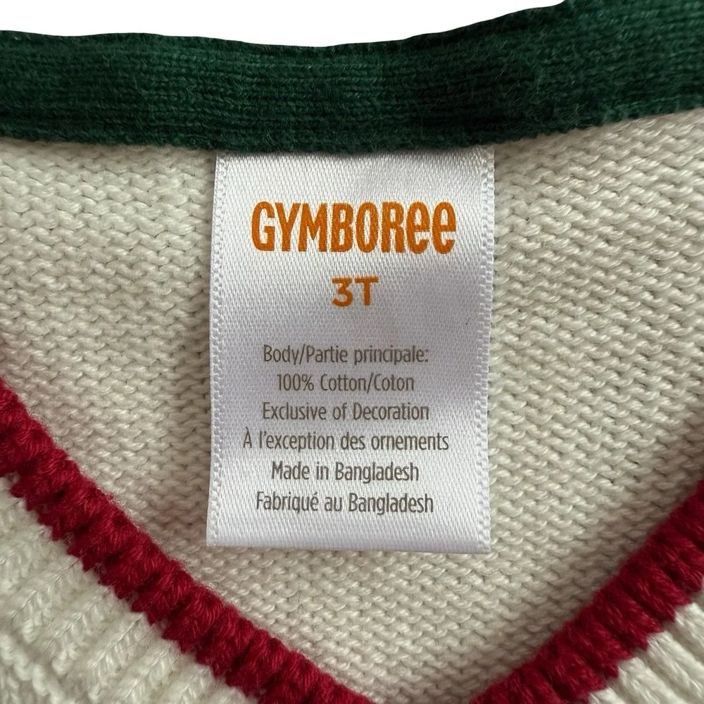 Gymboree Kids Embroidered Sweater Vest Ivory Christmas Santa Train Boys 3T